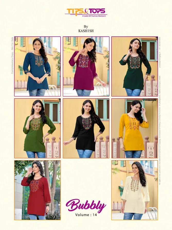 Bubbly Vol 14 By Tips And Tops Rayon Short Top Wholesale Price In Surat
